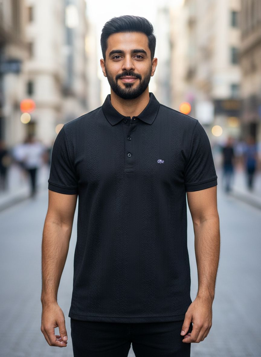 Men’s Premium Black Half Sleeve Polo T-Shirt – Classic Slim Fit