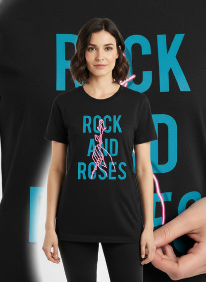 Rock & Roses Neon Graphic Tee for Women