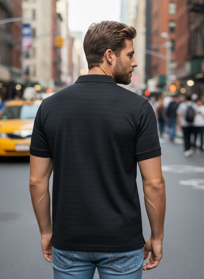 Premium Black Polo Shirt – Smart Casual Street Style
