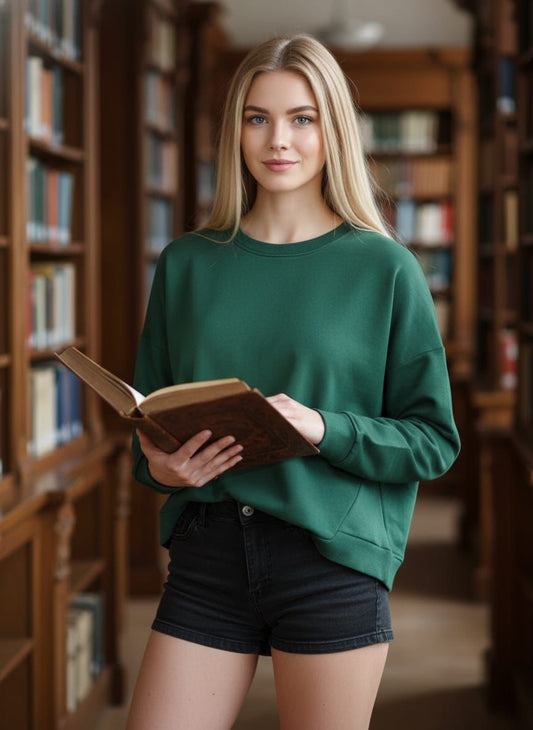 Women’s Classic Forest Green Sweatshirt – Minimal Everyday Comfort