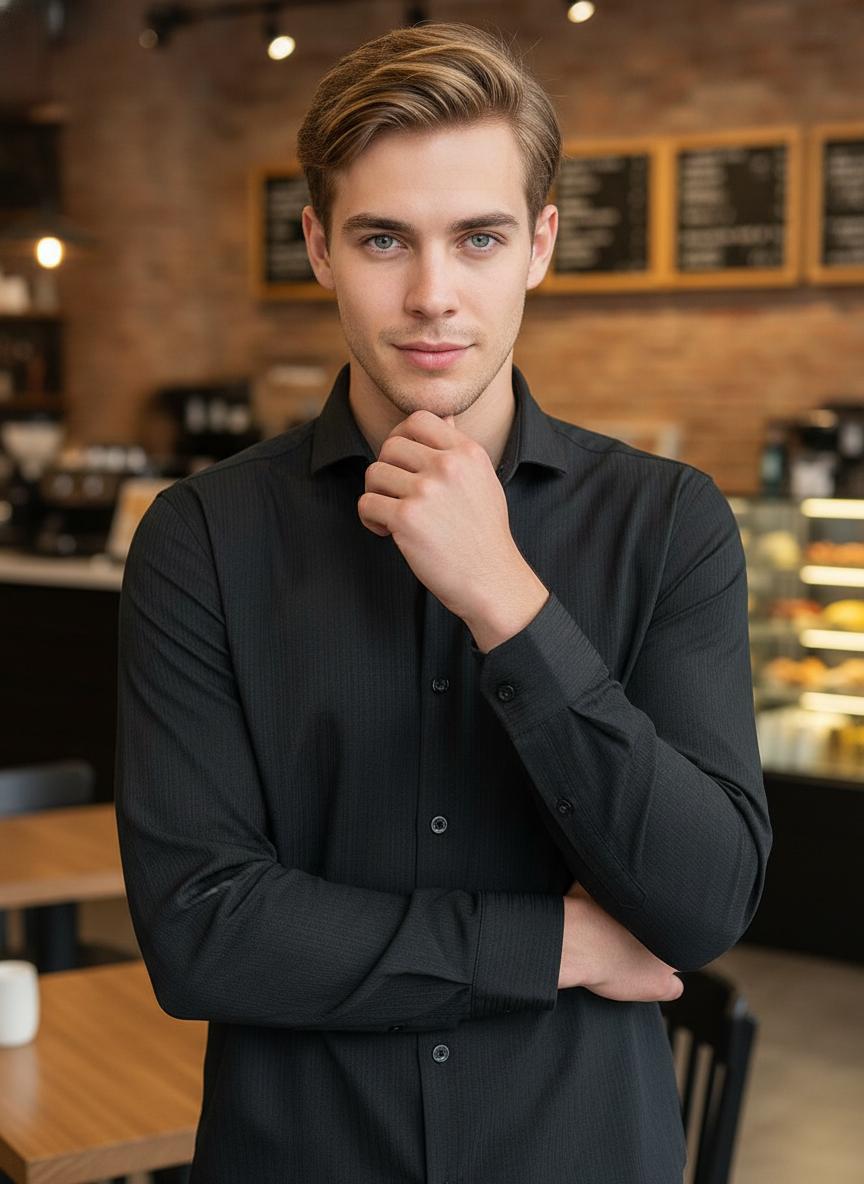 Men’s Premium Black Full Sleeve Shirt – Classic Slim Fit