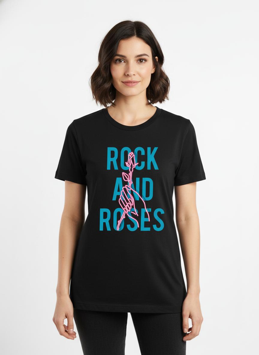 Rock & Roses Neon Graphic Tee for Women