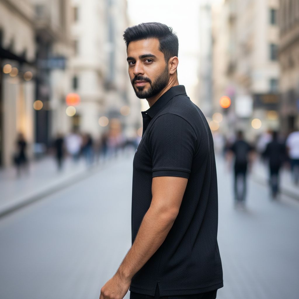 Men’s Premium Black Half Sleeve Polo T-Shirt – Classic Slim Fit