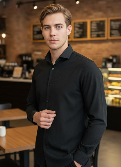 Men’s Premium Black Full Sleeve Shirt – Classic Slim Fit