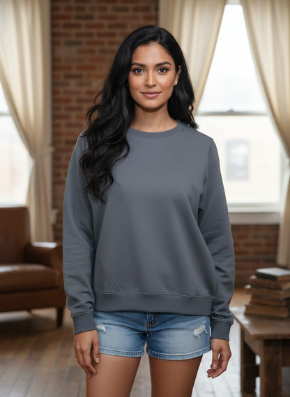 Premium Grey Crewneck – Stylish Casual Wear for Women
