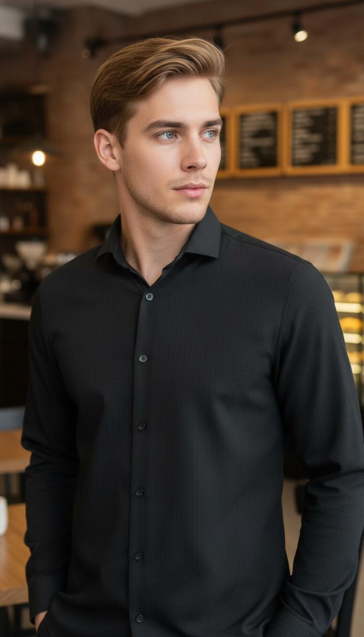 Men’s Premium Black Full Sleeve Shirt – Classic Slim Fit