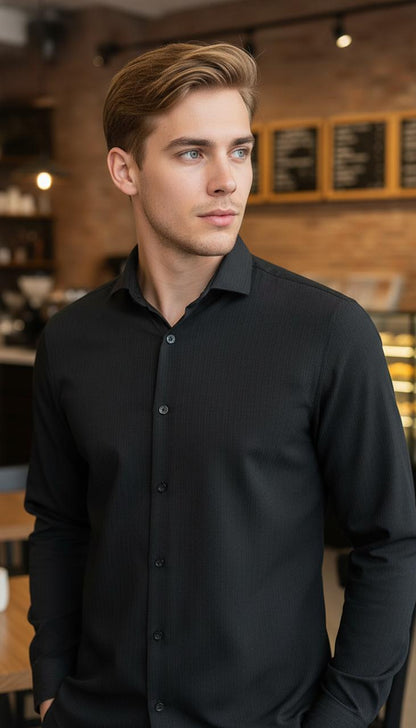 Men’s Premium Black Full Sleeve Shirt – Classic Slim Fit