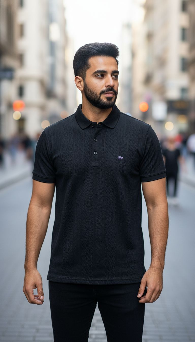 Men’s Premium Black Half Sleeve Polo T-Shirt – Classic Slim Fit