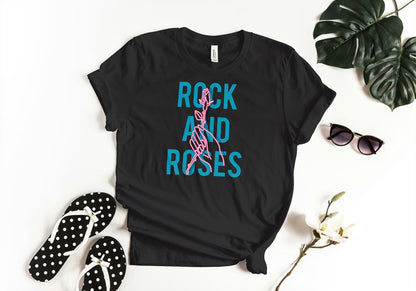 Rock & Roses Neon Graphic Tee for Women
