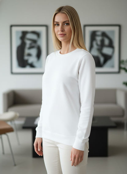 Women’s Classic White Sweatshirt – Minimal Premium Fit