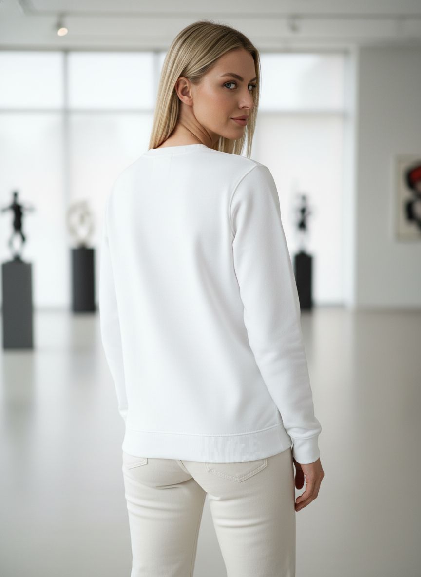 Women’s Classic White Sweatshirt – Minimal Premium Fit