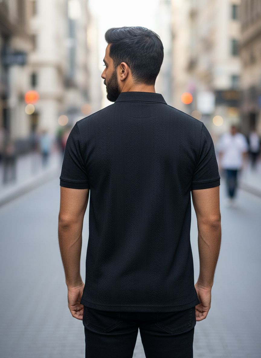 Men’s Premium Black Half Sleeve Polo T-Shirt – Classic Slim Fit