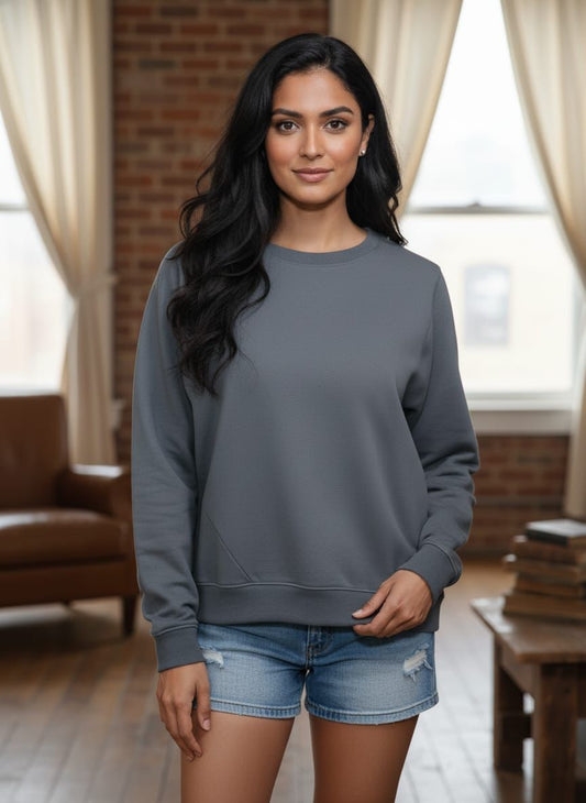 Premium Grey Crewneck – Stylish Casual Wear for Women