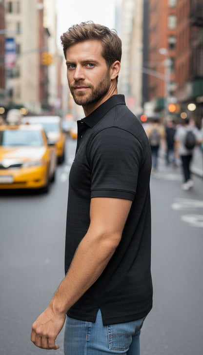 Premium Black Polo Shirt – Smart Casual Street Style