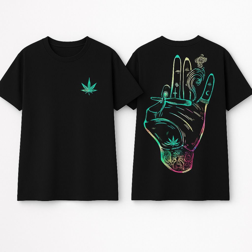 Neon Mystic Hand Oversized Tee – Trippy Aura Graphic