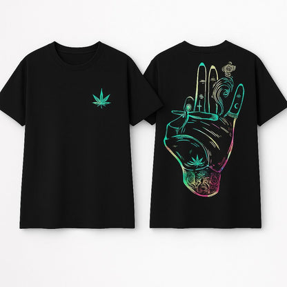 Neon Mystic Hand Oversized Tee – Trippy Aura Graphic
