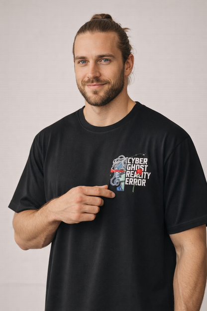 Cyber Ghost Reality Error Oversized Streetwear T-Shirt