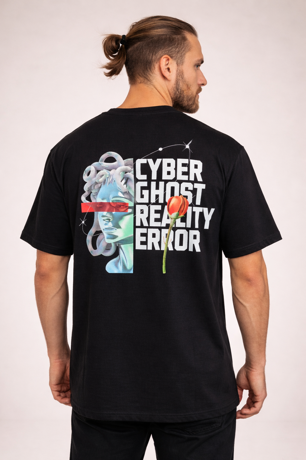 Cyber Ghost Reality Error Oversized Streetwear T-Shirt