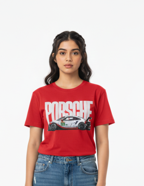 Sports Car Graphic Regular Fit T-Shirt Red