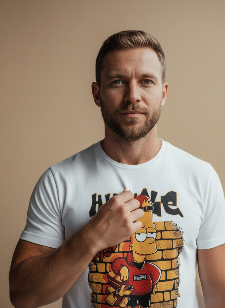 "HUSTLE" Simpsons Regular Fit Graphic Tee