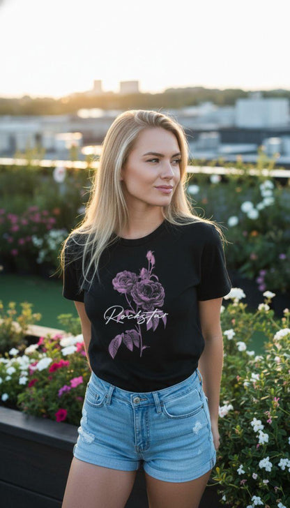 Rockstar Floral Script Regular Fit T-Shirt