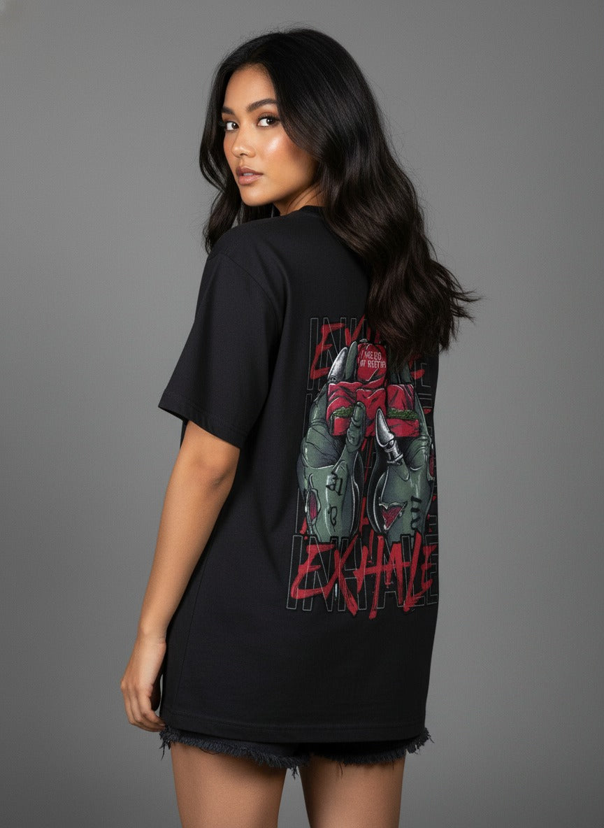 Inhale Exhale Cyborg Hands Oversize tshirt Tee