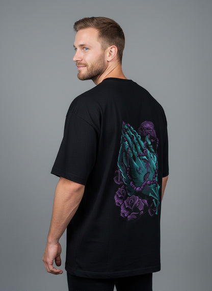 Urban Gothic "Praying Hands" Graphic Oversize Tee