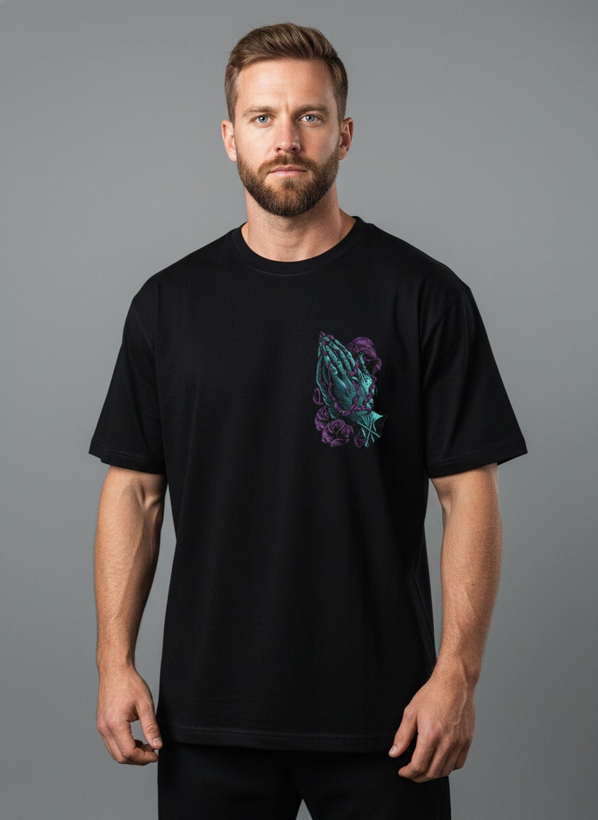 Urban Gothic "Praying Hands" Graphic Oversize Tee