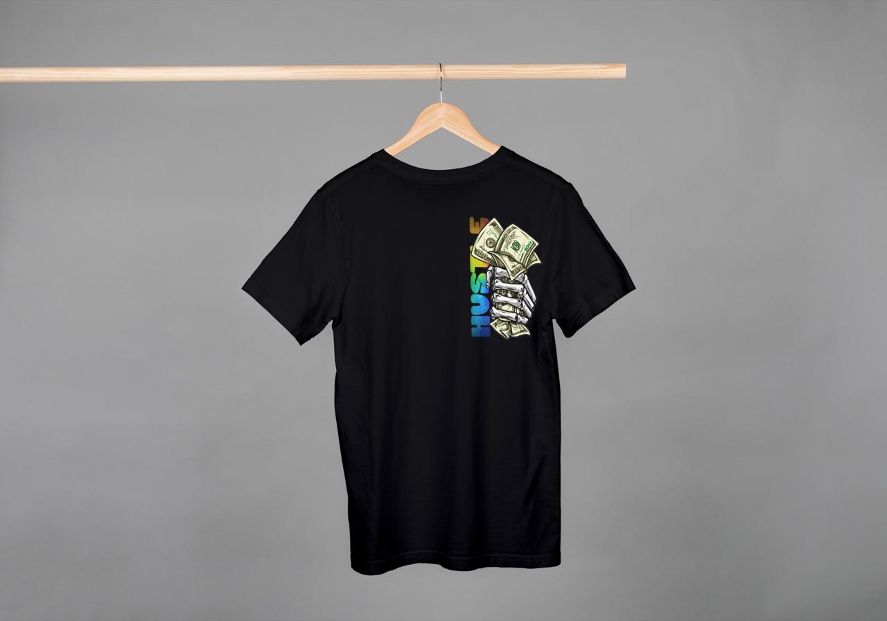 "HUSTLE" Skeleton Money Hand Oversized Tee