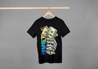 "HUSTLE" Skeleton Money Hand Oversized Tee