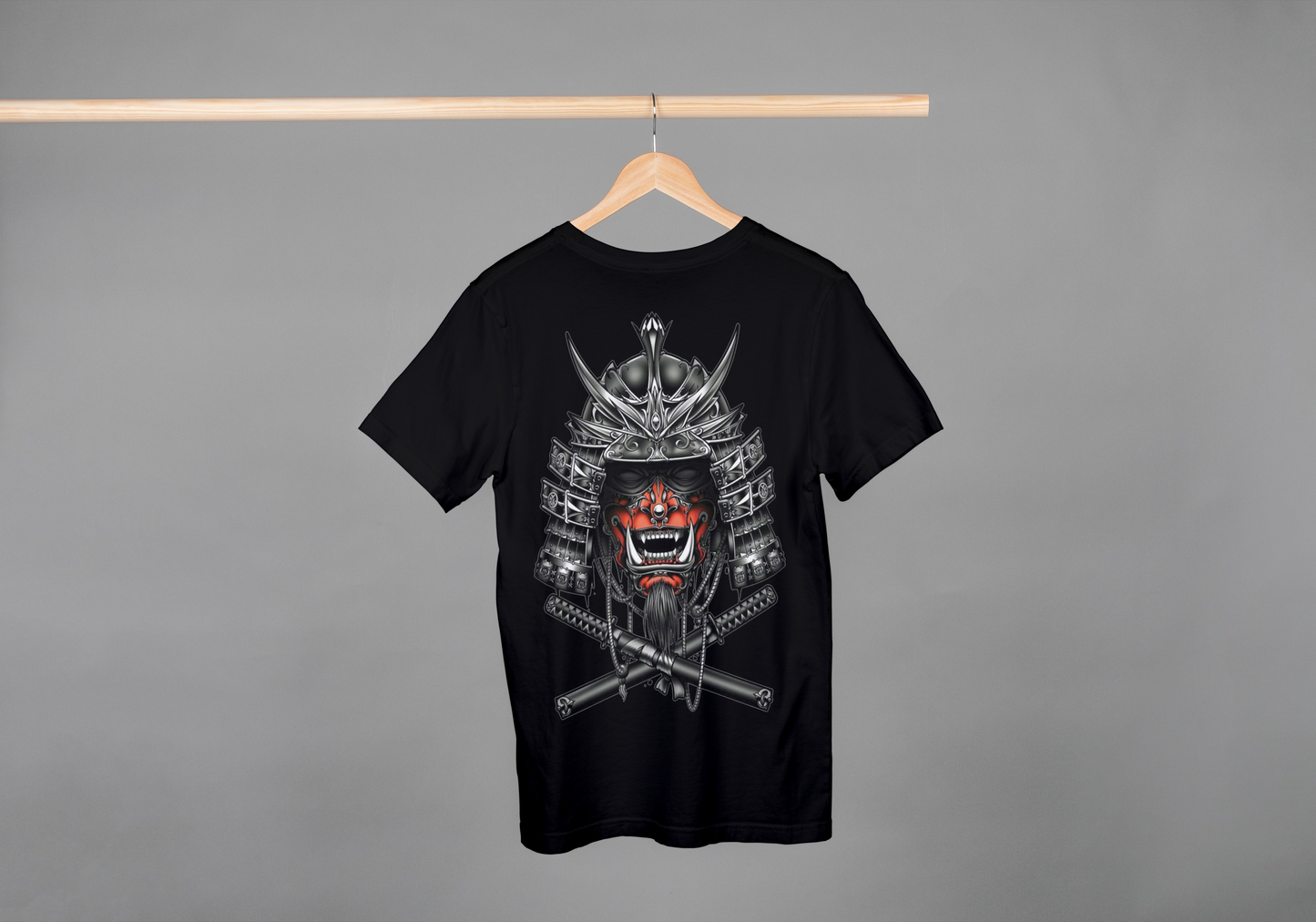 Samurai Mask Streetwear Tee – Bold Oversized Japanese Art