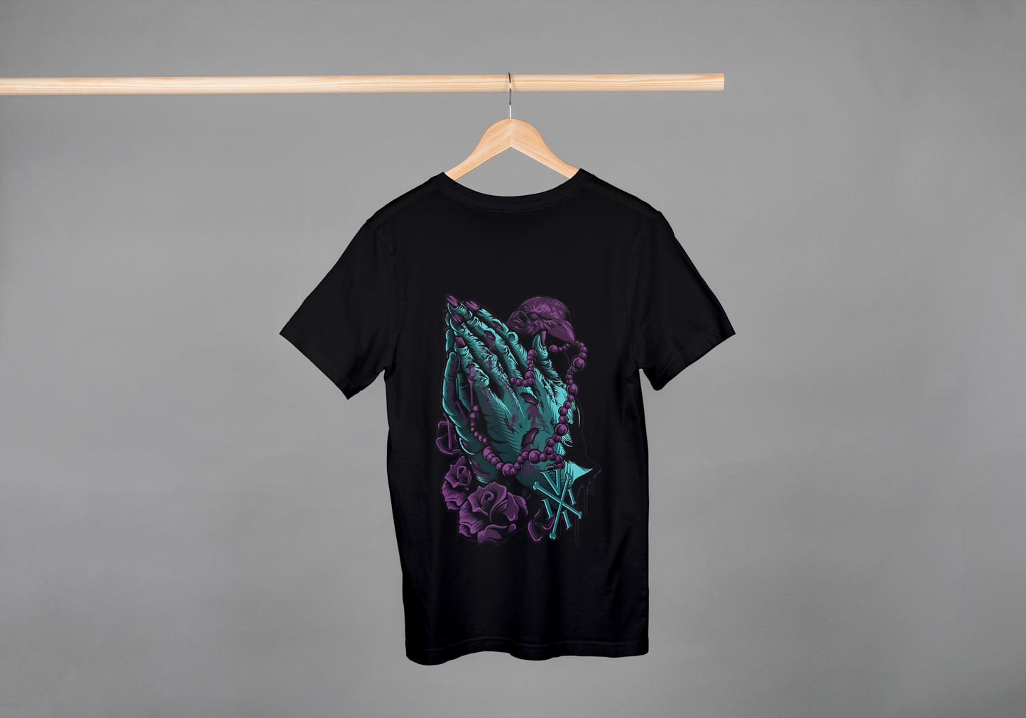Urban Gothic "Praying Hands" Graphic Oversize Tee