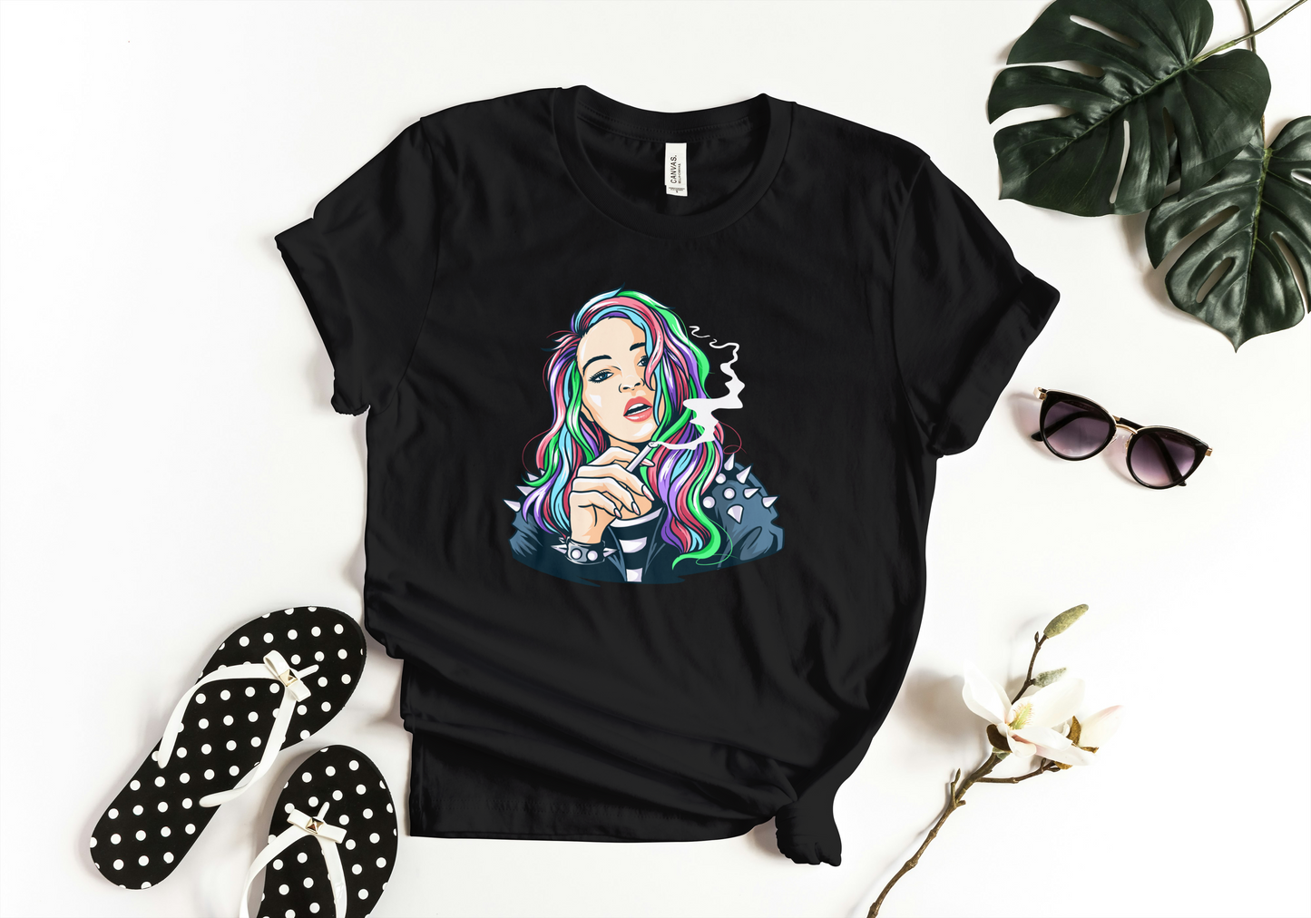 Badass Rainbow Hair Graphic Regular Fit T-Shirt
