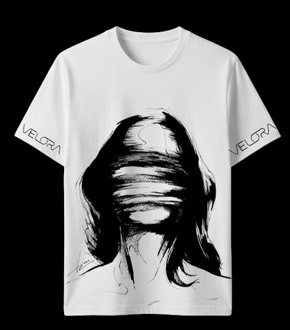 Velora Abstract Blindfold Woman Graphic T-Shirt