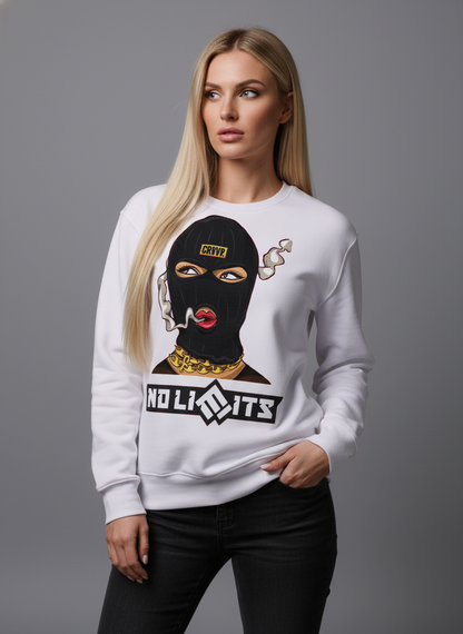 "NO LIMITS" Balaclava Graphic Sweatshirt