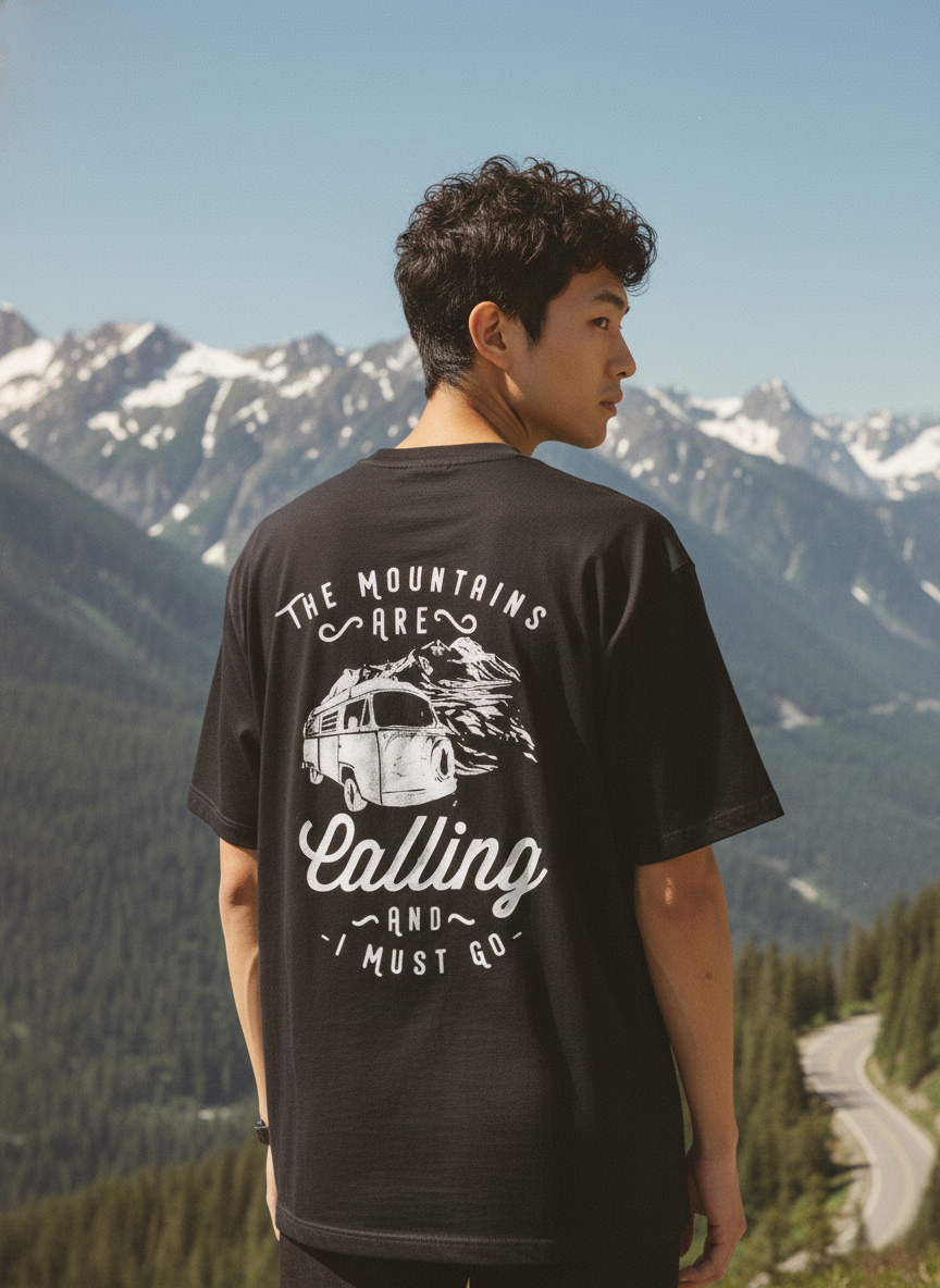 Wanderlust Mountain Escape Graphic Oversize Tee..