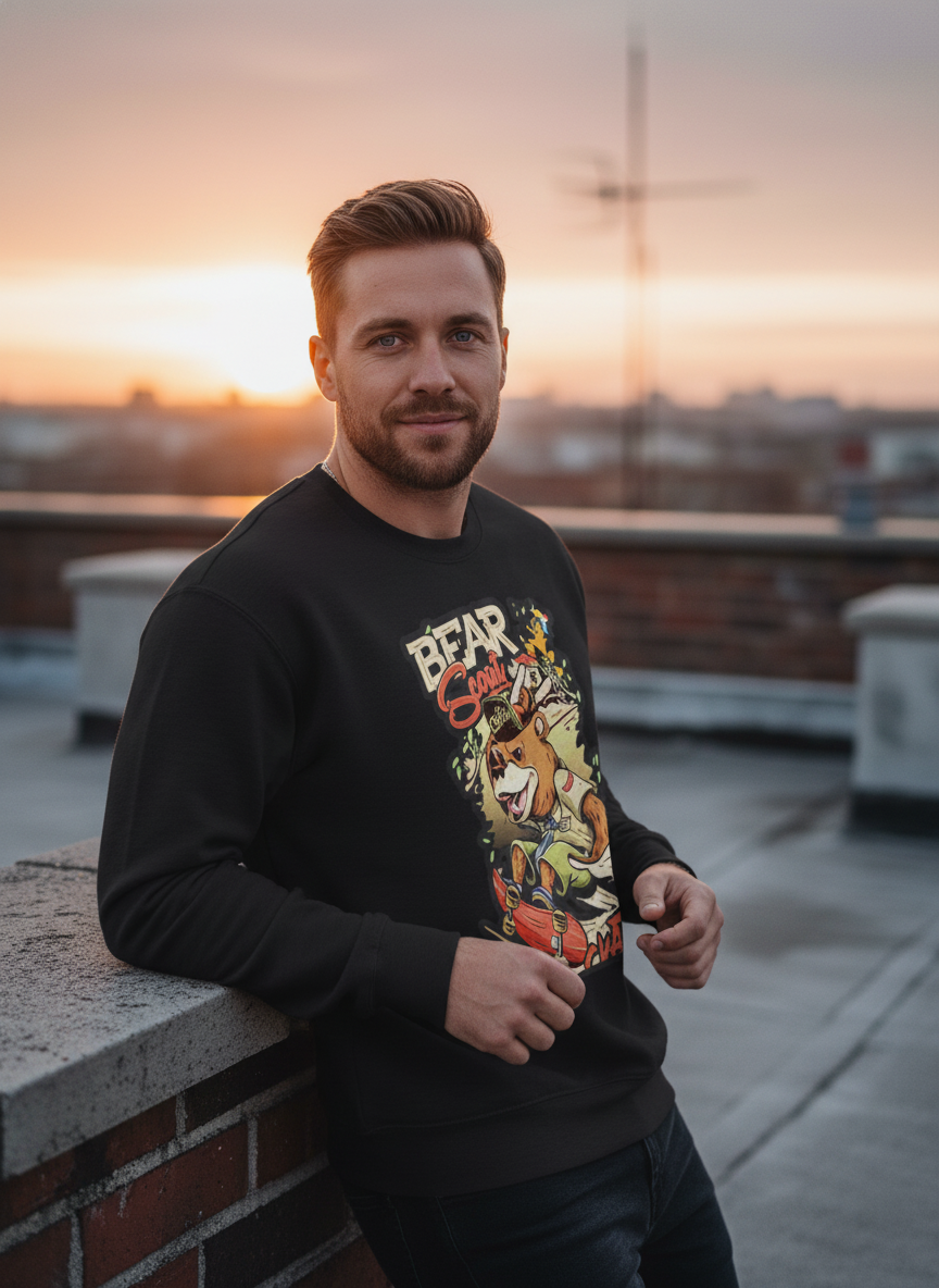 Cool Bear Skater Graphic Sweatshirt For Men