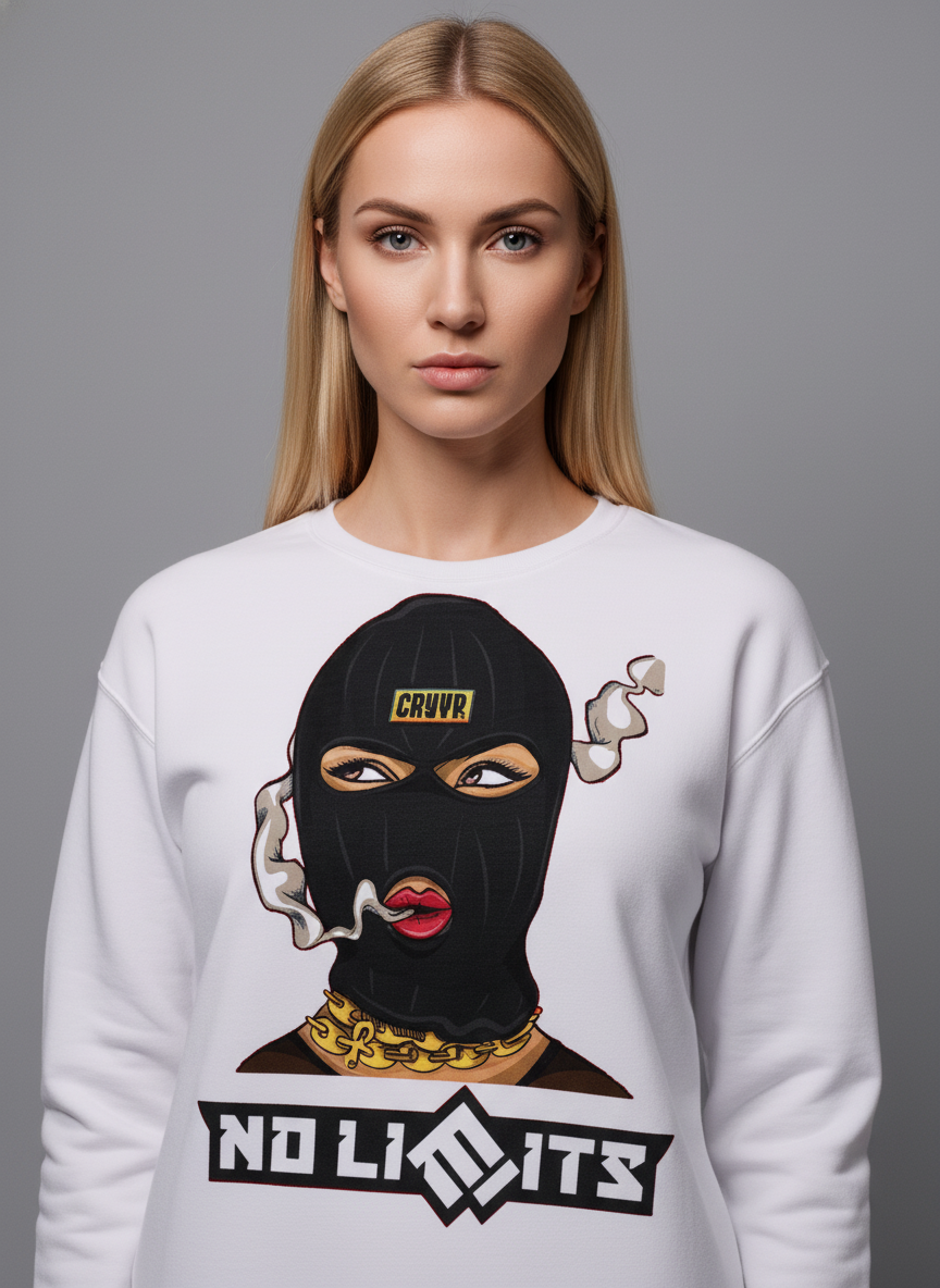 "NO LIMITS" Balaclava Graphic Sweatshirt