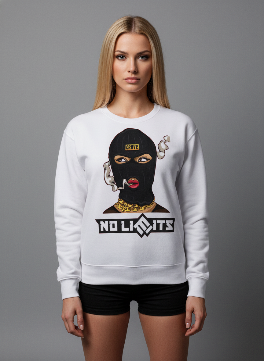 "NO LIMITS" Balaclava Graphic Sweatshirt