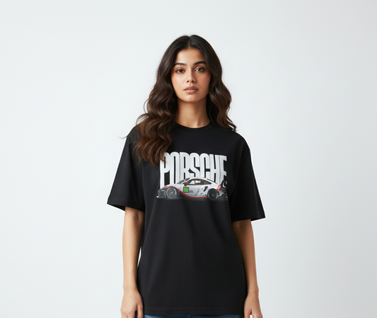 Sports Car Graphic Oversized T-Shirt Black