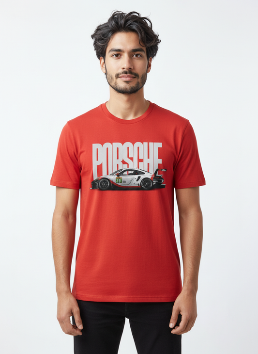 Sports Car Graphic Regular Fit  T-Shirt Red