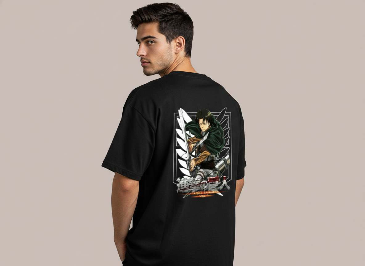 Levi Ackerman Front and Back Print Oversized T-Shirt