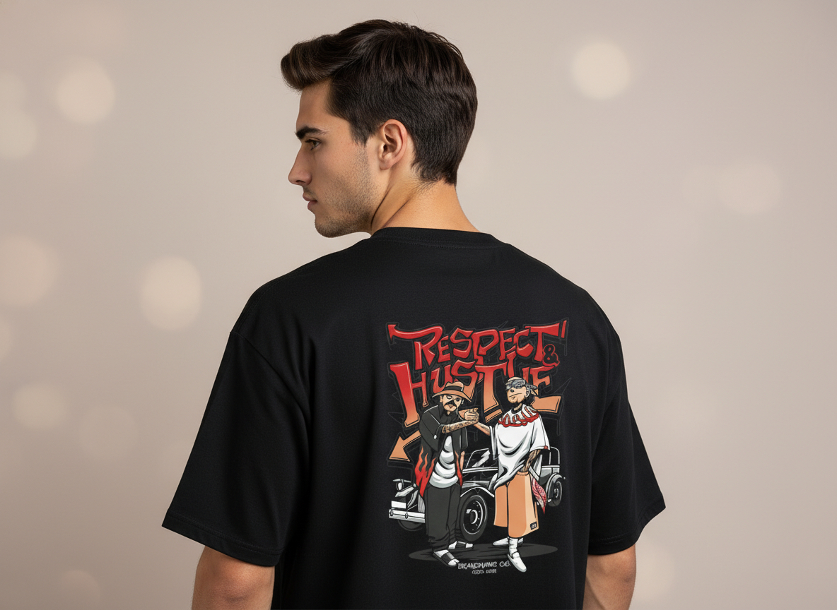 Respect & Hustle Streetwear Graphic Oversize T-Shirt