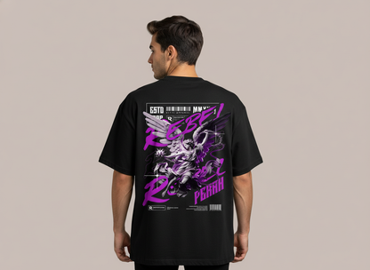 Angel Rebel Oversized T-Shirt – Bold Purple Street Graphic