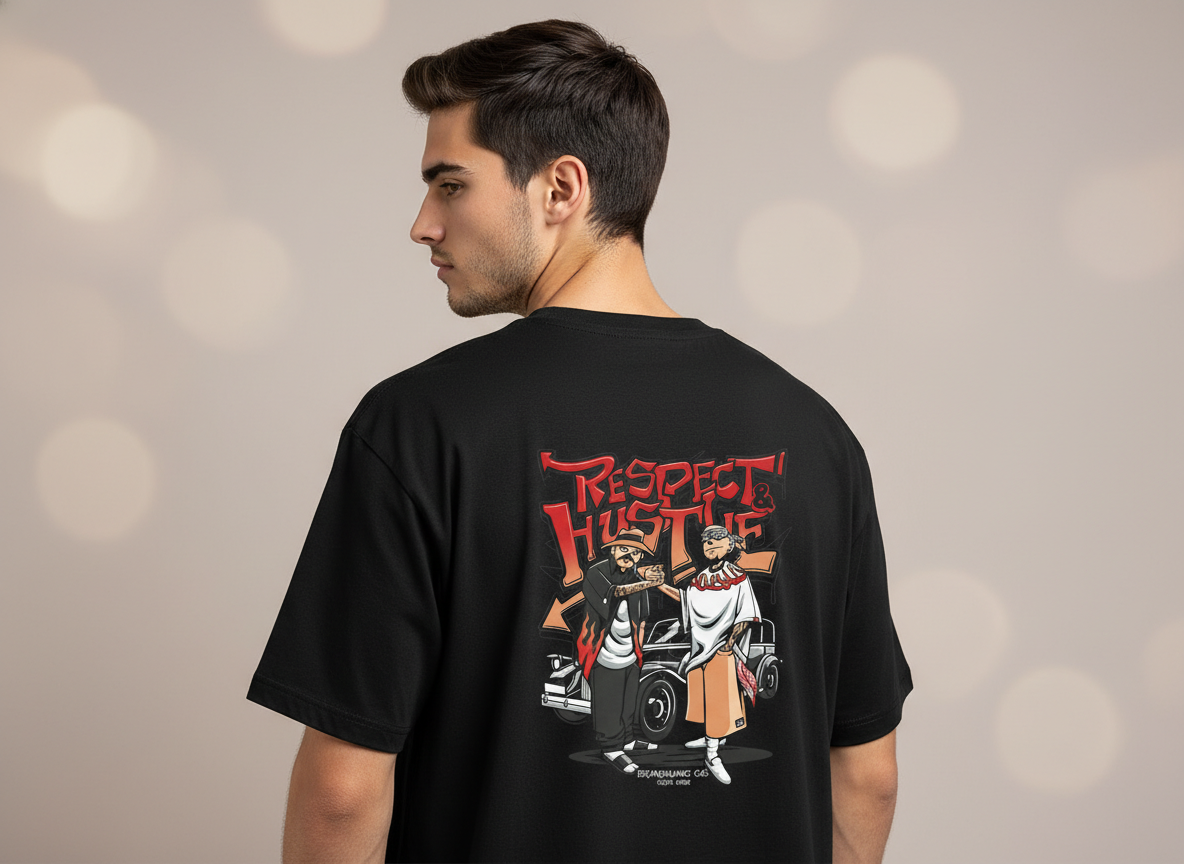Respect & Hustle Streetwear Graphic Oversize T-Shirt