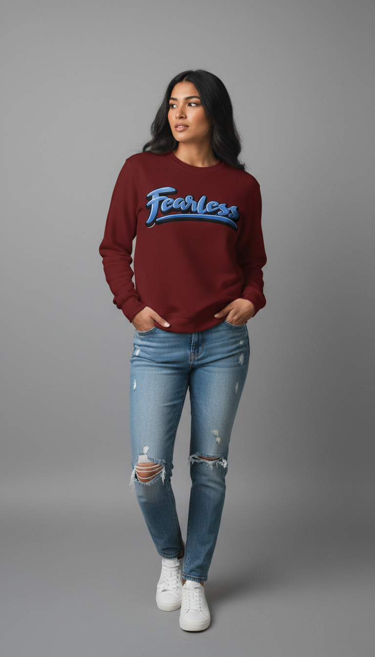 "Fearless" Maroon Graphic Sweatshirt