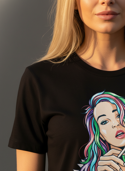 Badass Rainbow Hair Graphic Regular Fit T-Shirt