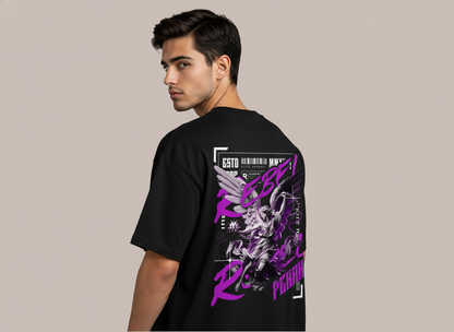 Angel Rebel Oversized T-Shirt – Bold Purple Street Graphic