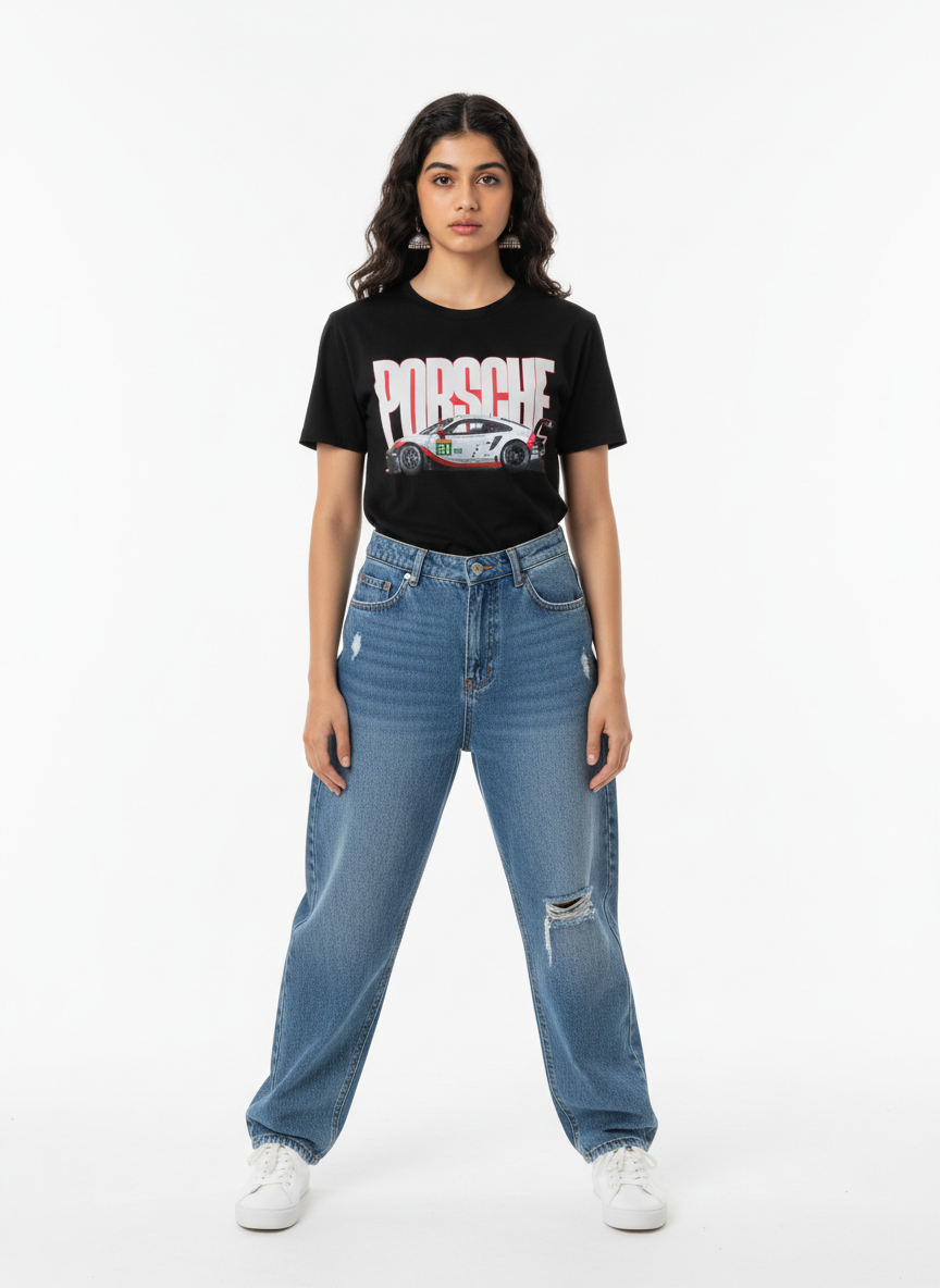 Sports Car Graphic Regular Fit T-Shirt Black