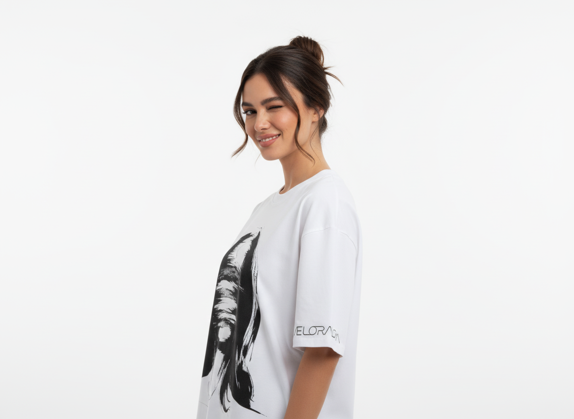 Velora Abstract Blindfold Woman Graphic T-Shirt